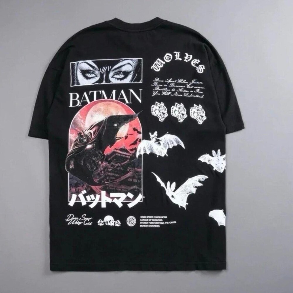 DARC SPORT X BATMAN DARC CAVE "PREMIUM" OVERSIZED TEE IN BLACK, SIZE LARGE